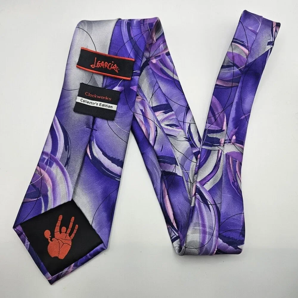 Jerry J. GARCIA‎ Clockworks Swirl Silk Tie Abstract Work Wedding Party 60.5x3.5